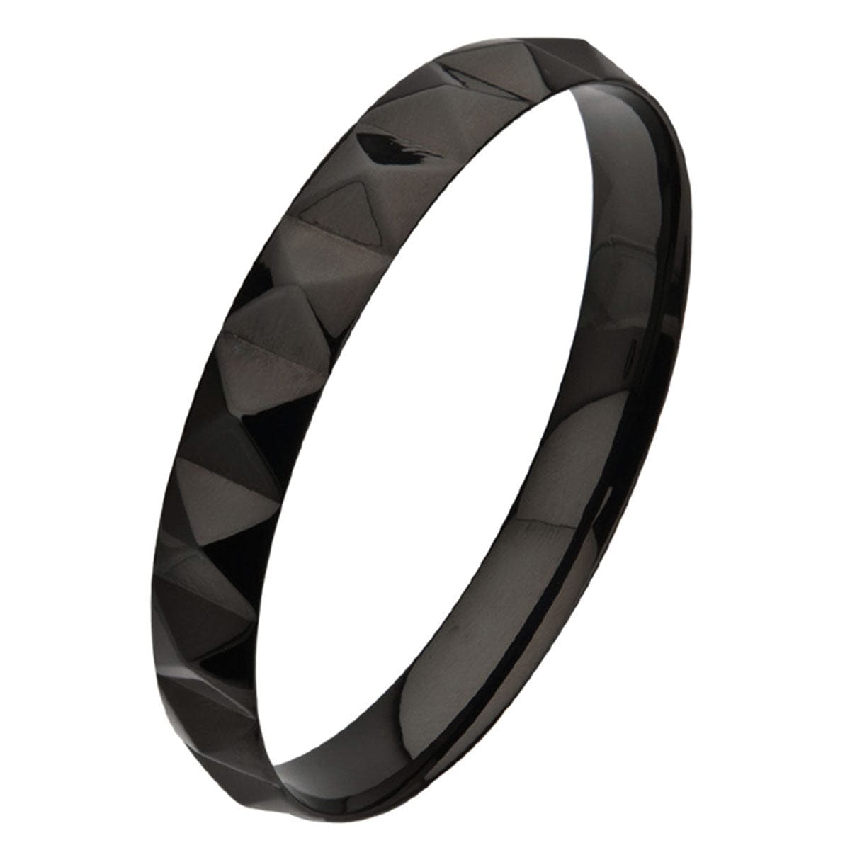 INOX JEWELRY Men's Collection Black Stainless Steel Raised Pyramid Stud Bangle BR1587K