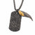 INOX JEWELRY Pendants Antiqued Finish Gunmetal and Golden Stainless Steel Angel Wing Hammered Dog Tag Pendant SSP22693NK