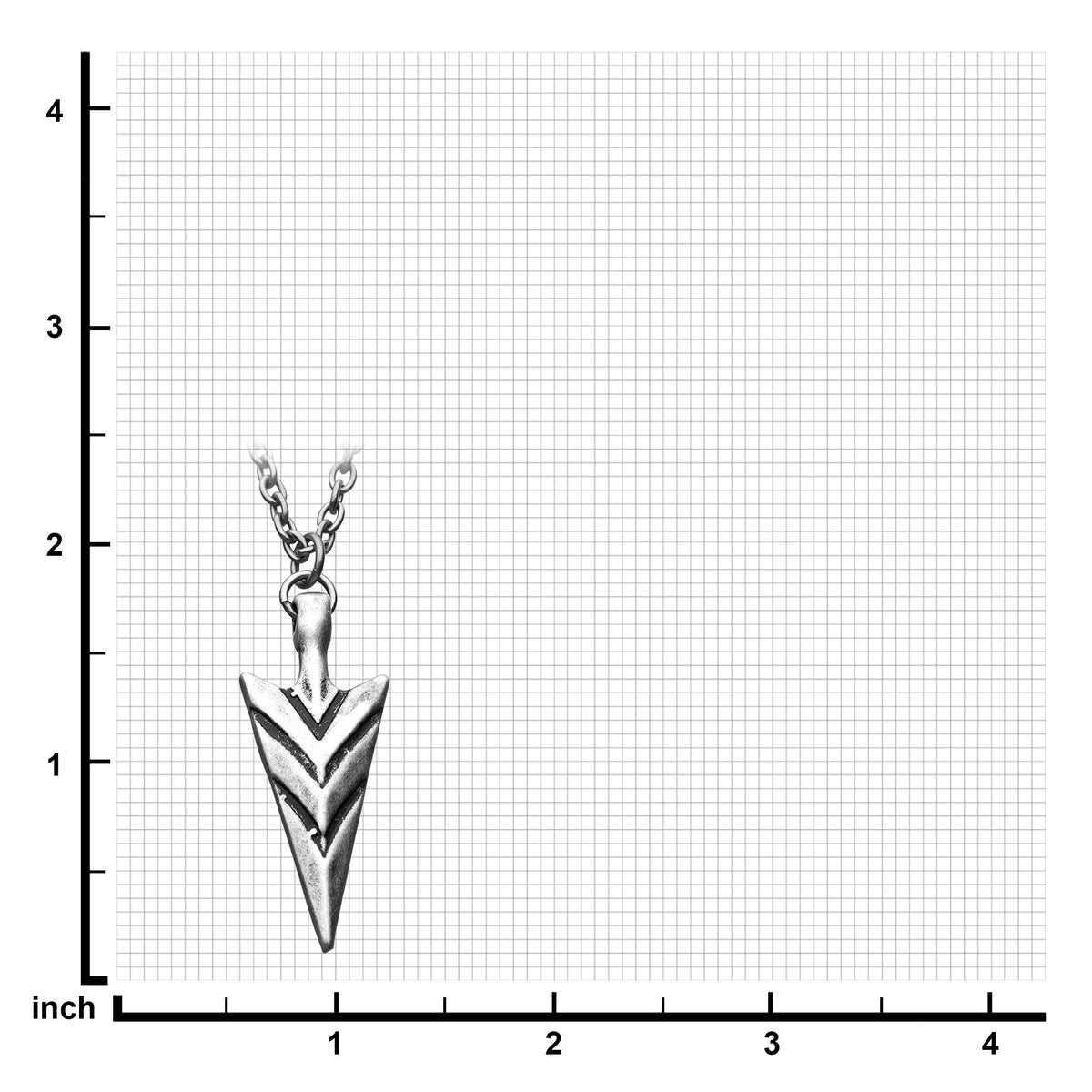 INOX JEWELRY Pendants Antiqued Finish Silver Tone Stainless Steel Arrowhead Pendant with Chain SSP36609NK1