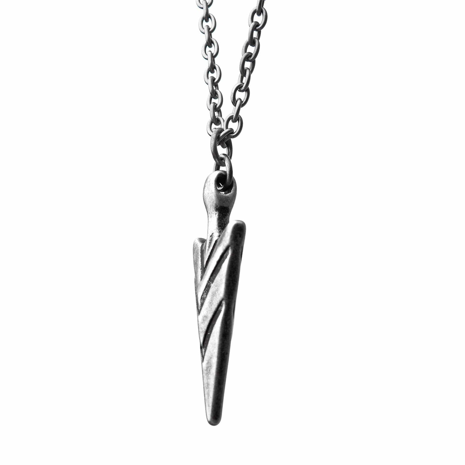 INOX JEWELRY Pendants Antiqued Finish Silver Tone Stainless Steel Arrowhead Pendant with Chain SSP36609NK1