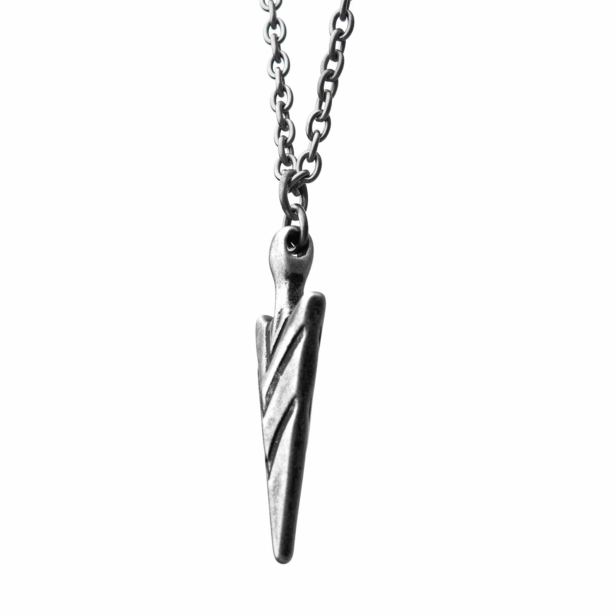 INOX JEWELRY Pendants Antiqued Finish Silver Tone Stainless Steel Arrowhead Pendant with Chain SSP36609NK1