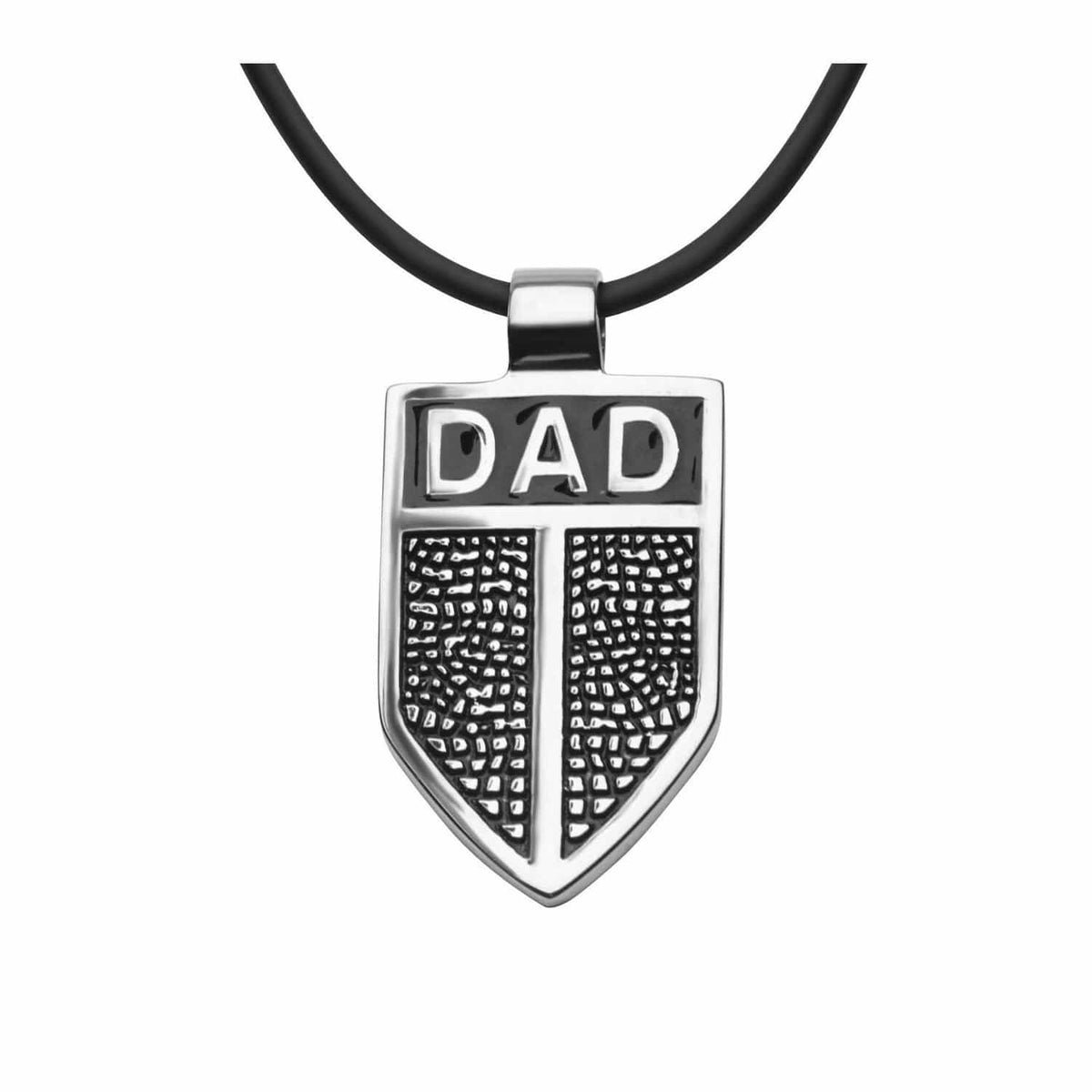 INOX JEWELRY Pendants Antiqued Silver Tone Stainless Steel Dad Shield Pendant SSP10787NK1