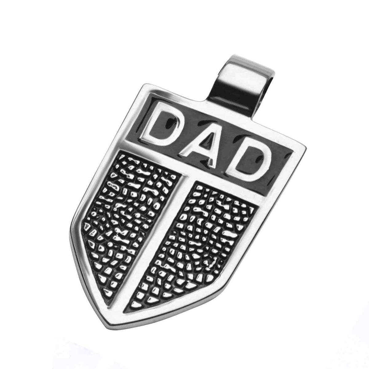 INOX JEWELRY Pendants Antiqued Silver Tone Stainless Steel Dad Shield Pendant SSP10787NK1