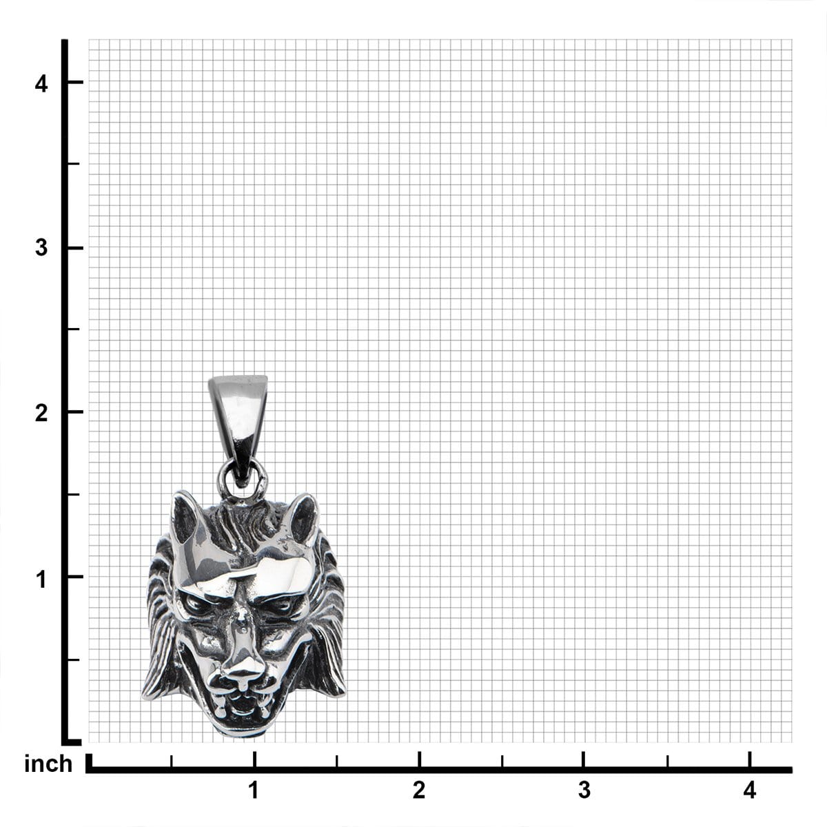 INOX JEWELRY Pendants Antiqued Silver Tone Stainless Steel Fierce Wolf Head Pendant SSP802