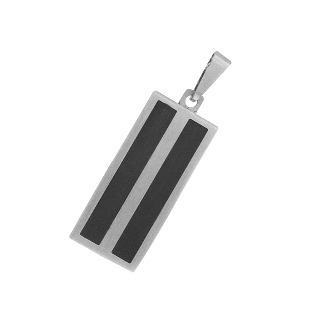 INOX JEWELRY Pendants Black and Silver Tone Stainless Steel with Vertical Bar Pattern 2 GB USB Pendant SSPUSB26