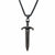 INOX JEWELRY Pendants Black Stainless Steel CZ Celtic Sword Pendant with Chain SSP21796KNK1