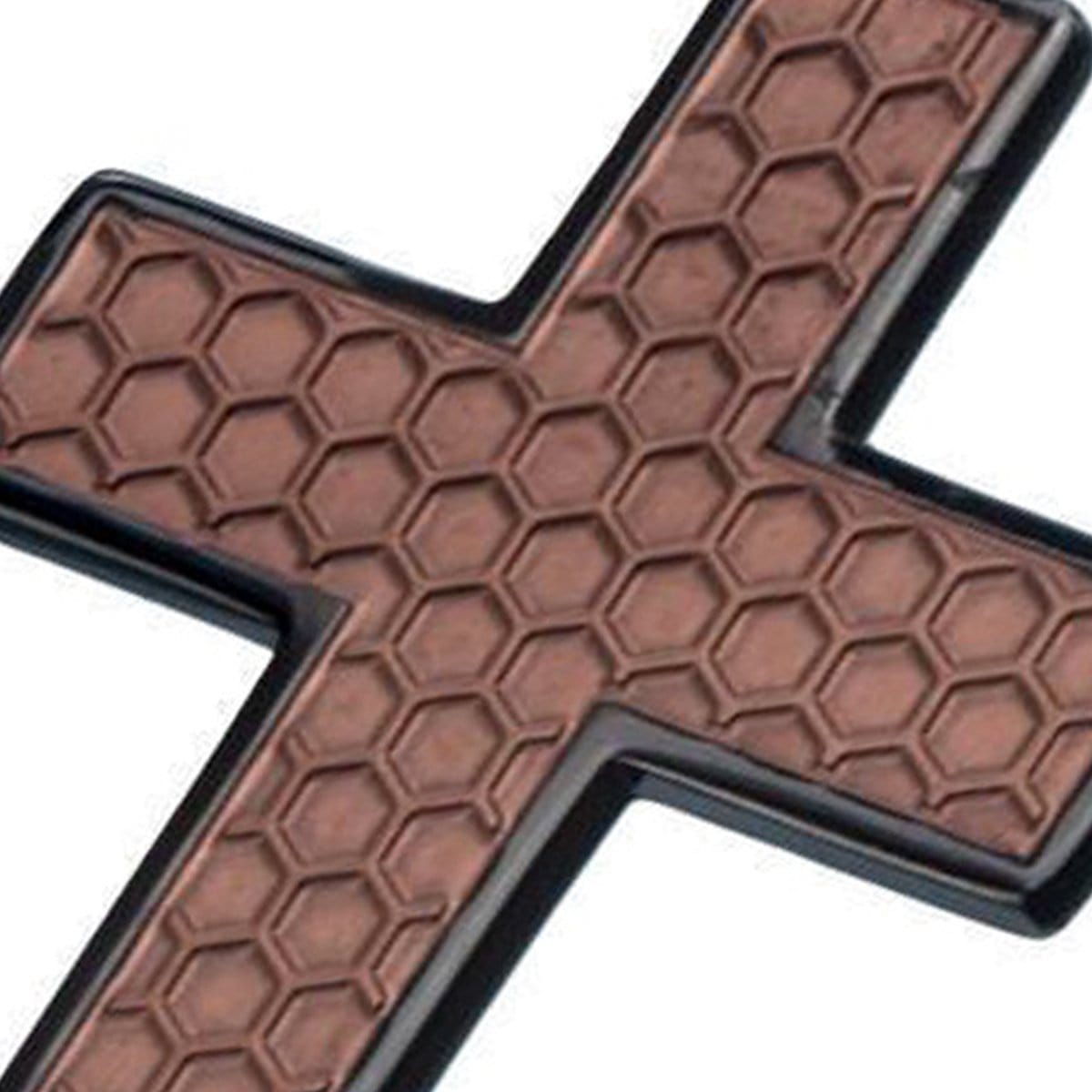 INOX JEWELRY Pendants Brown and Black Stainless Steel Honeycomb Cross Pendant SSP11266CR