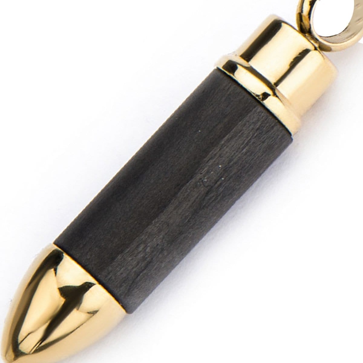 INOX JEWELRY Pendants Golden Tone Stainless Steel with Black Carbon Graphite Bullet Pendant SSP0423NK1