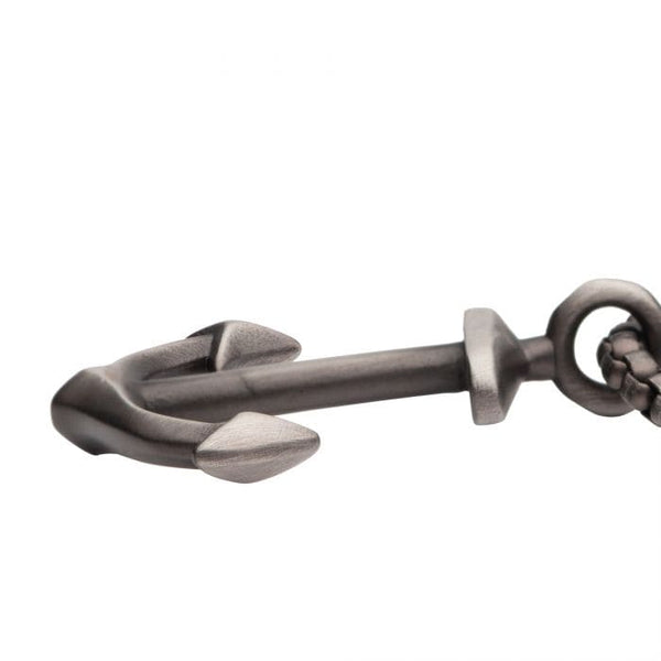 【完売品】316L Anchor Lncs Necklace Buy Gun Metal IP Anchor Pendant with Box Chain - INOX Jewelry