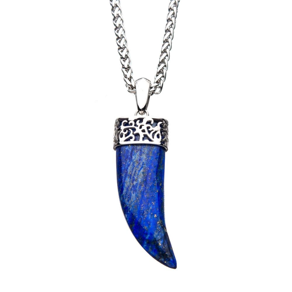 INOX JEWELRY Pendants Lapis Lazuli Claw Stainless Steel Pendant SSP20665LANK1