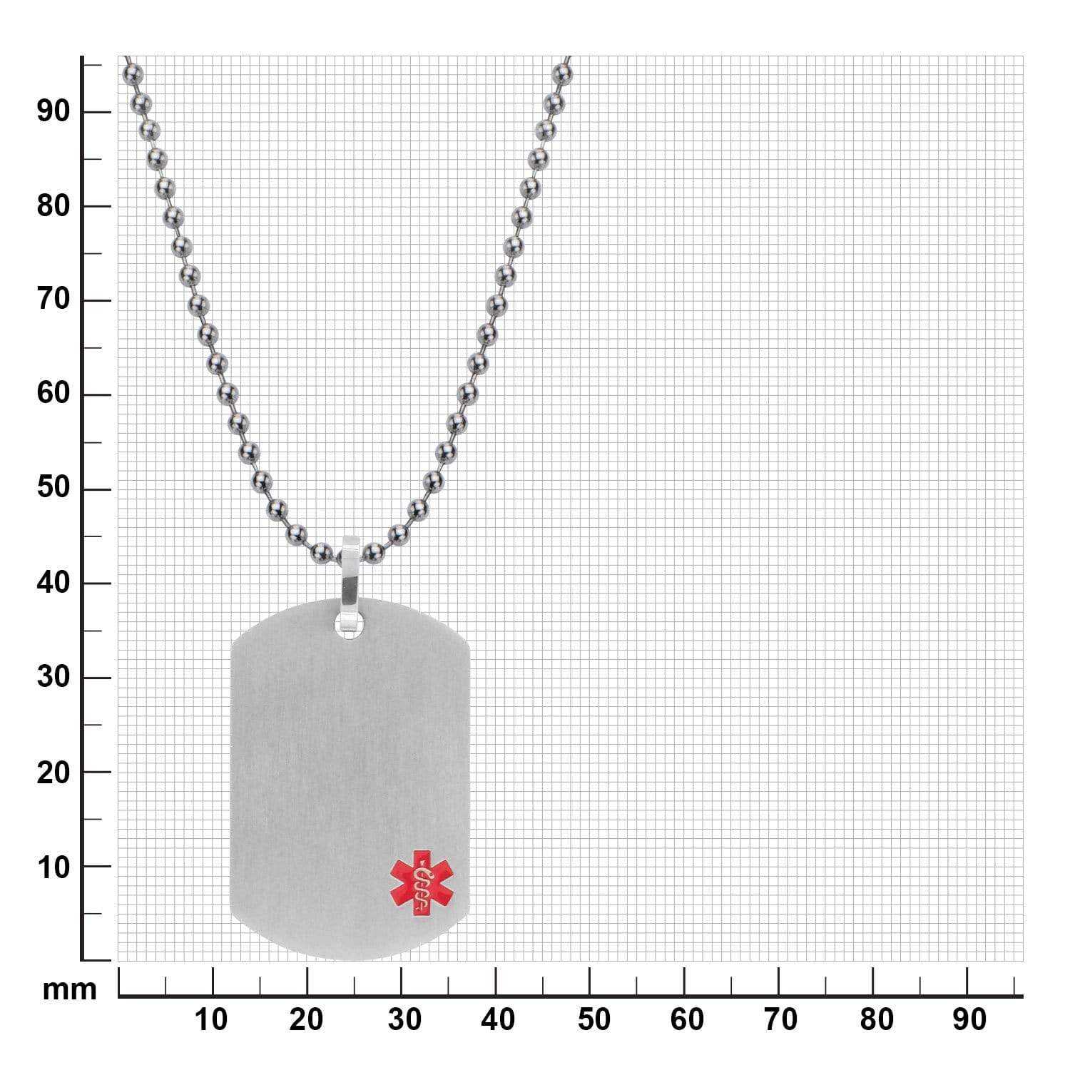 INOX JEWELRY Pendants Red and Silver Tone Stainless Steel Engraveable Medical ID Pendant and Chain SSPMA1SNK