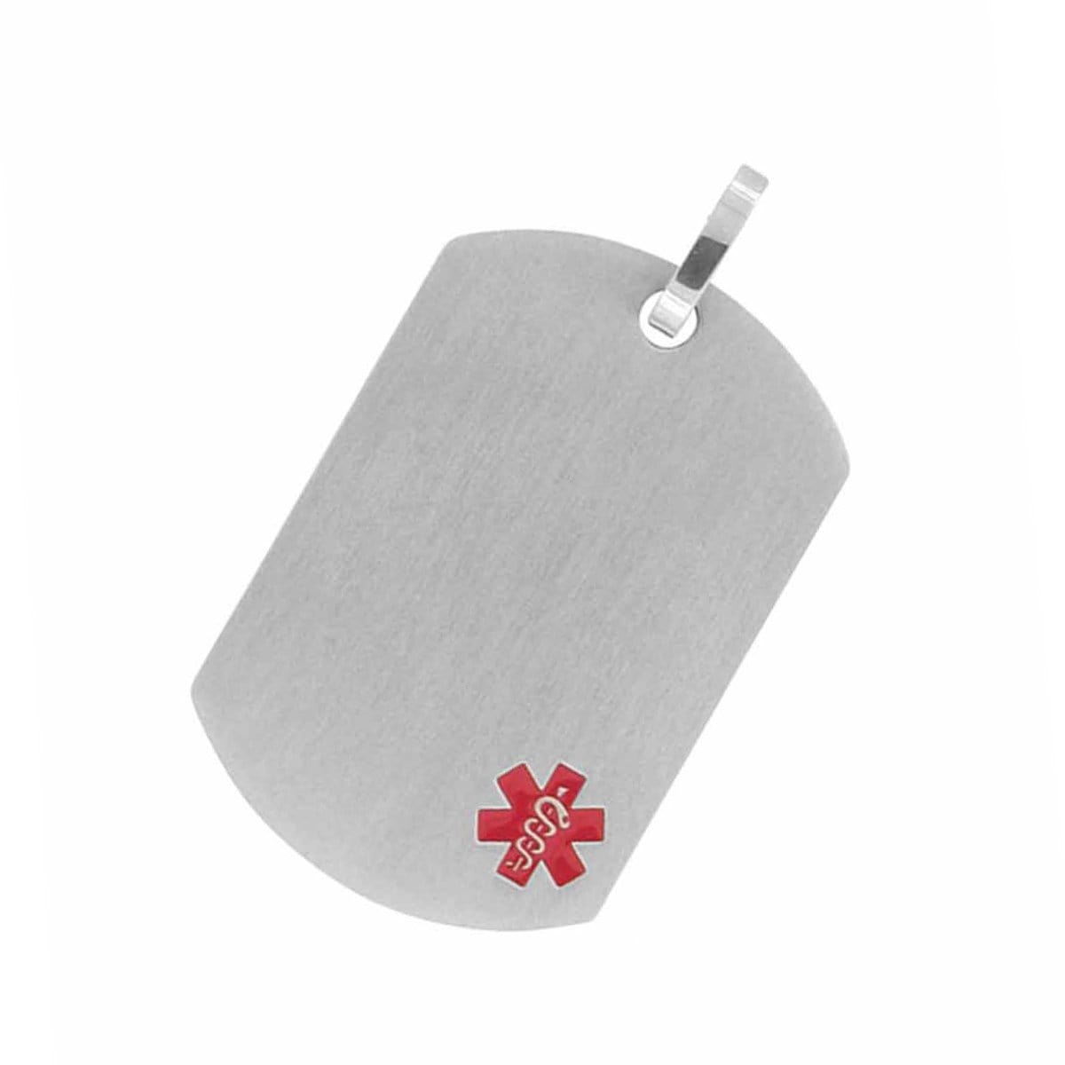 INOX JEWELRY Pendants Red and Silver Tone Stainless Steel Engraveable Medical ID Pendant and Chain SSPMA1SNK