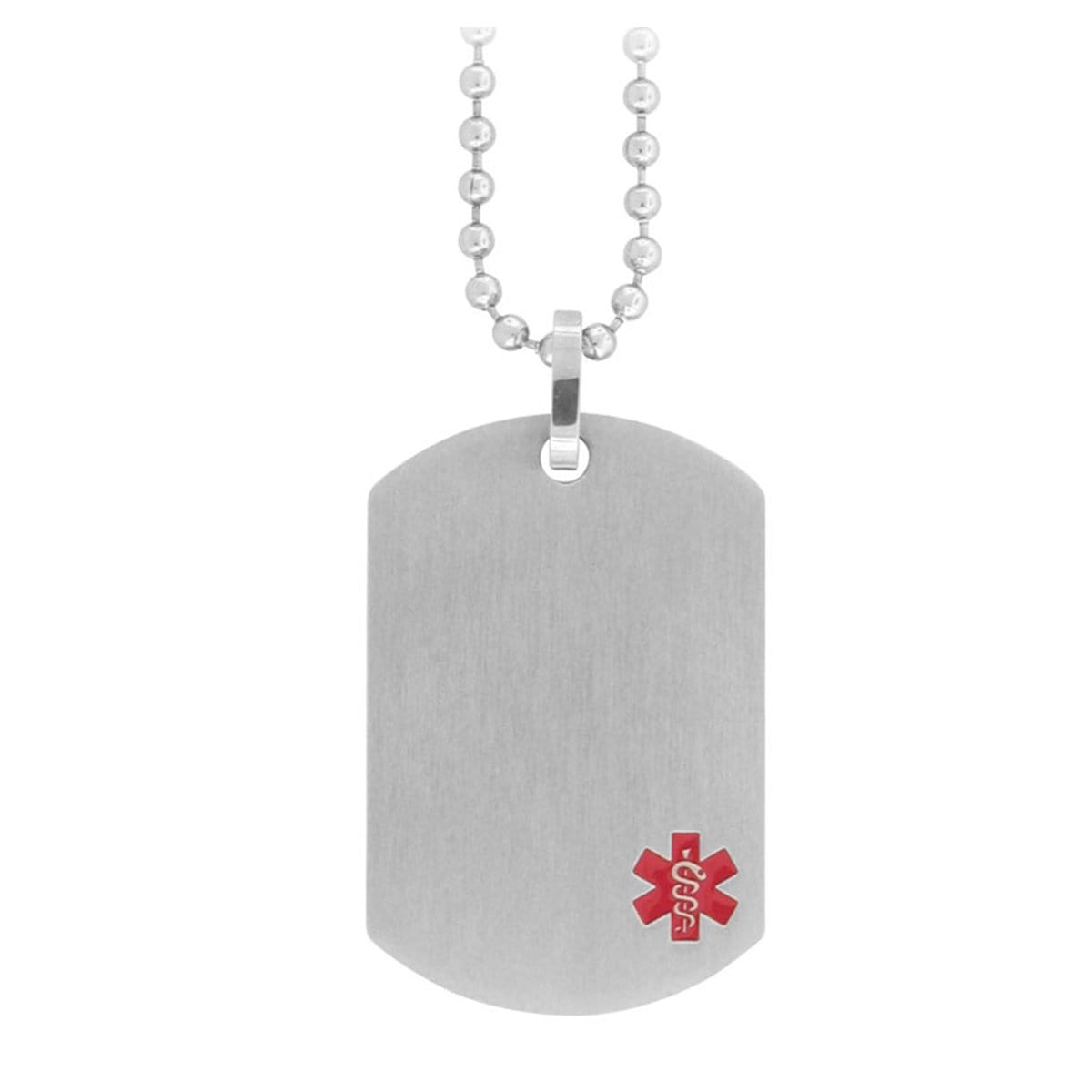 INOX JEWELRY Pendants Red and Silver Tone Stainless Steel Engraveable Medical ID Pendant and Chain SSPMA1SNK