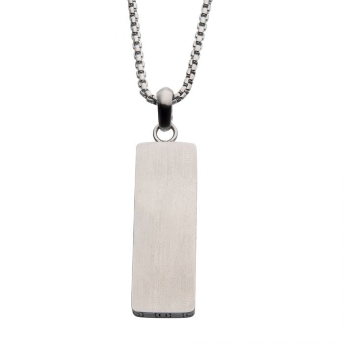 INOX JEWELRY Pendants Silver Stainless Steel Engravable Drop Pendant with Round Box Chain SSP15467NK