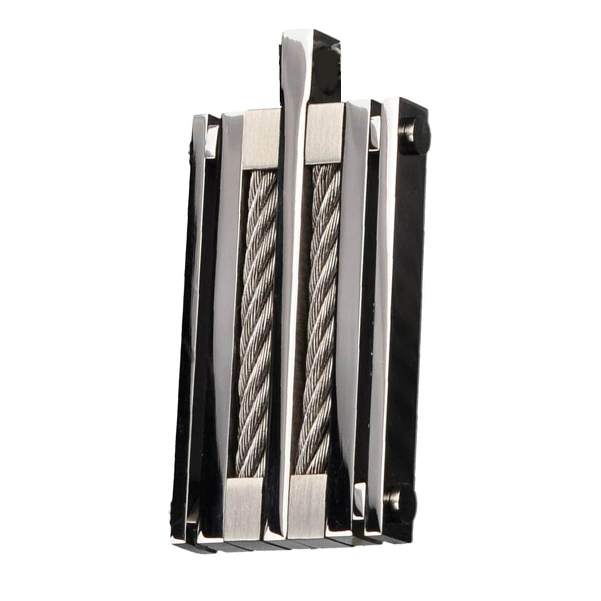 INOX JEWELRY Pendants Silver Tone Stainless Steel Chunky Cable Pendant SSP4608NK