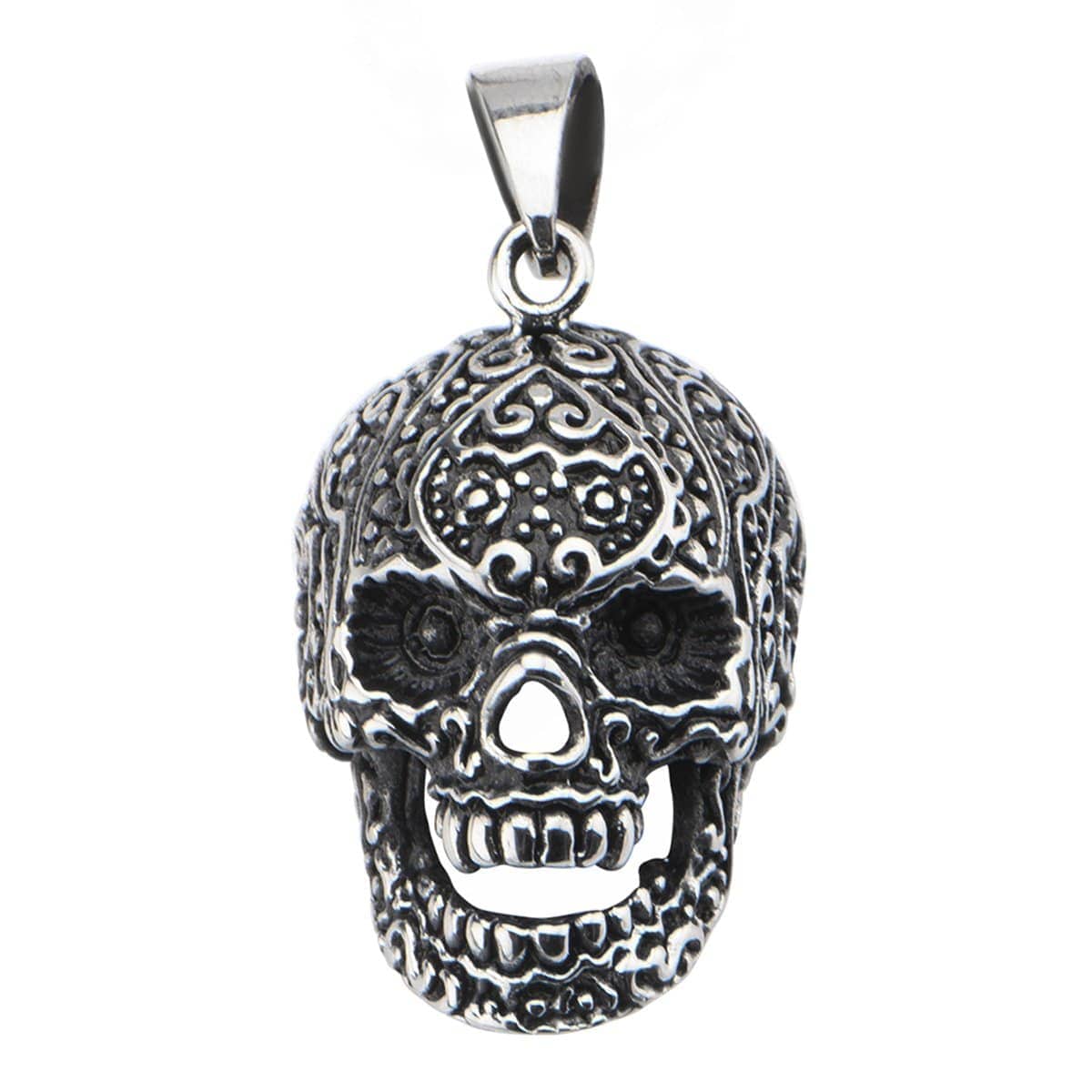 Buy Stainless Steel Engraved Flower Eye Skull Pendant Inox
