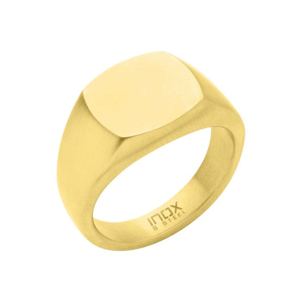 Buy Men's 18K Gold Plated Stainless Steel Signet Pinky Ring INOX