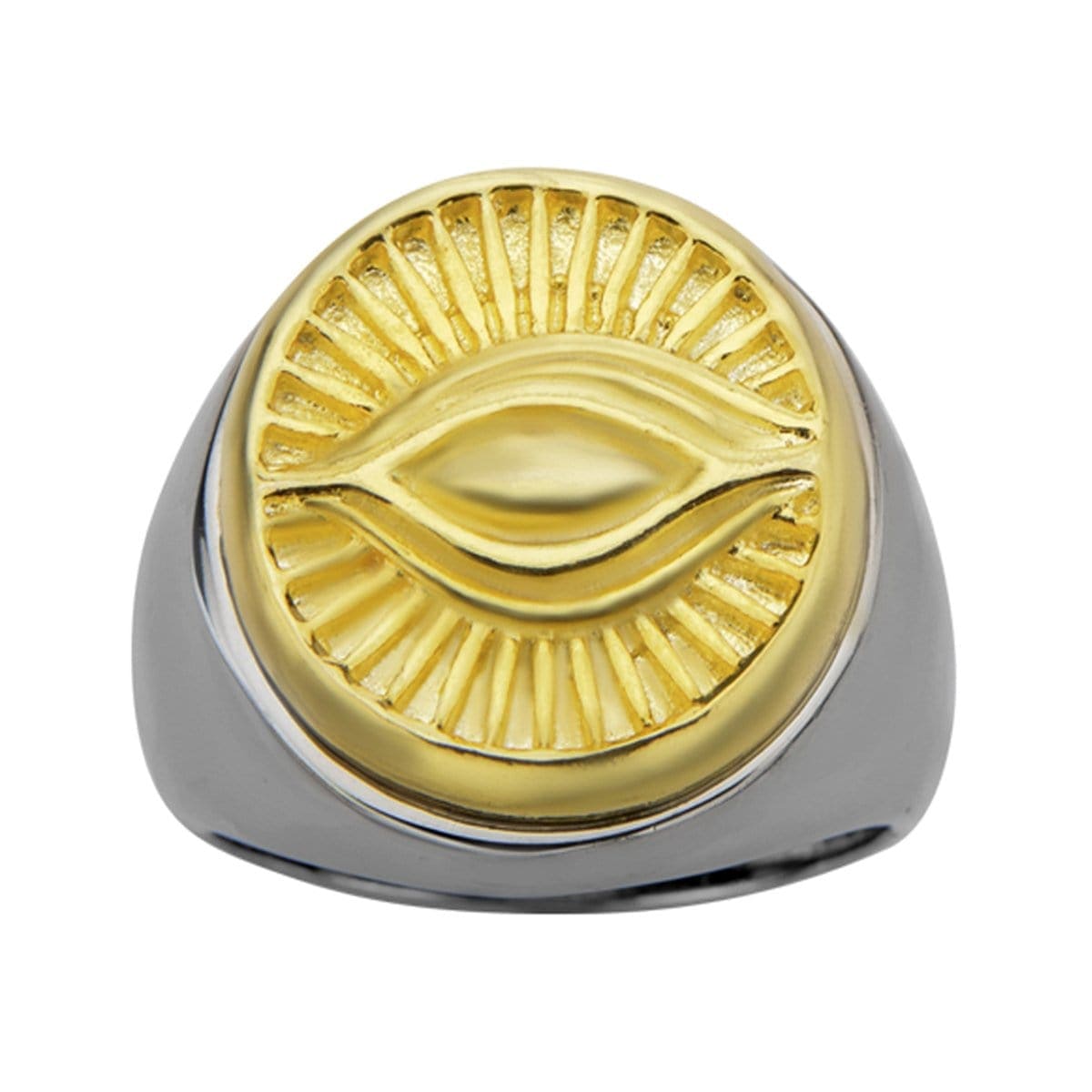 INOX JEWELRY Rings Antique Golden Tone and Silver Tone Stainless Steel All Seeing Eye of God Ring