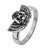 INOX JEWELRY Rings Antiqued Silver Tone Stainless Skull with Wings Ring