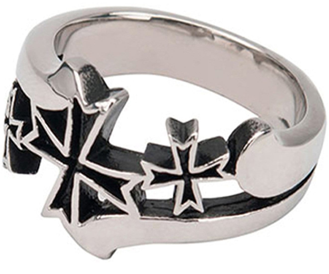 INOX JEWELRY Rings Antiqued Silver Tone Stainless Steel Cross Pattée Alisee Cut Out Ring