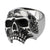 INOX JEWELRY Rings Antiqued Silver Tone Stainless Steel Half Skull with Black CZ Ring