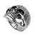 INOX JEWELRY Rings Antiqued Silver Tone Stainless Steel Intricate Flower Tattoo Skull Ring