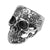 INOX JEWELRY Rings Antiqued Silver Tone Stainless Steel Intricate Flower Tattoo Skull Ring