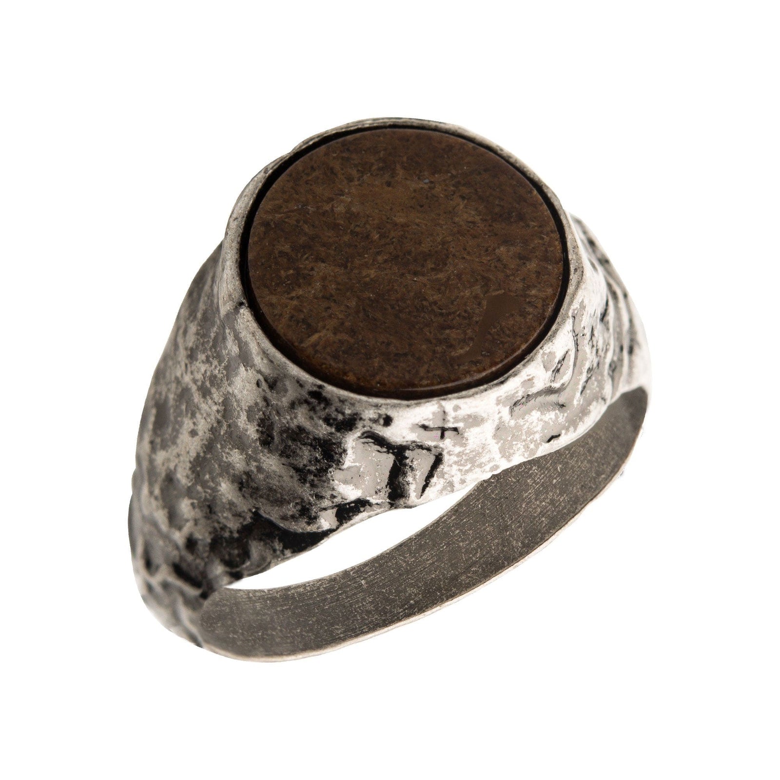 INOX JEWELRY Rings Antiqued Silver Tone Stainless Steel Matte Finish Bronze Ring