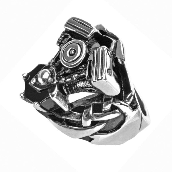 Buy Antiqued Silver Tone Stainless Steel Motorcycle Engine Ring Online ...