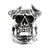 INOX JEWELRY Rings Antiqued Silver Tone Stainless Steel Oxidized Skull with Horns Ring