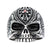 INOX JEWELRY Rings Antiqued Silver Tone Stainless Steel Red Crystal Skull Ring