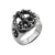 INOX JEWELRY Rings Antiqued Silver Tone Stainless Steel Stacked Skull Peace Ring