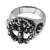 INOX JEWELRY Rings Antiqued Silver Tone Stainless Steel Stacked Skull Peace Ring