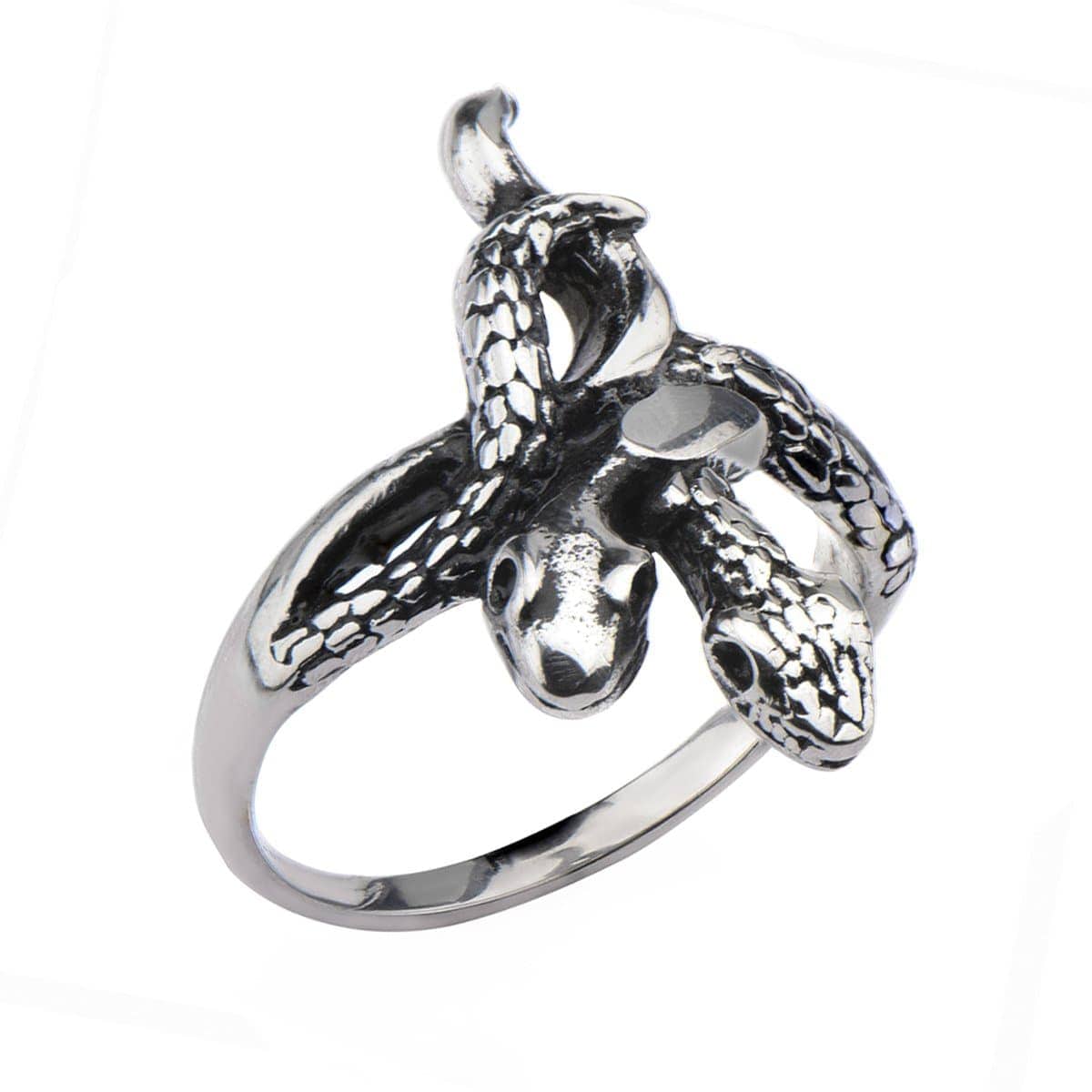 Buy Stainless Steel Two Alternate Snake Ring Online - INOX Jewelry