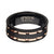 INOX JEWELRY Rings Black and Rose Tone Stainless Steel Carbon Fiber Inlaid Hammered Band Ring