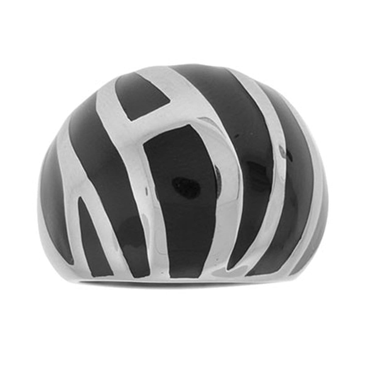 INOX JEWELRY Rings Black and Silver Tone Stainless Steel Bohemian Zebra Ring