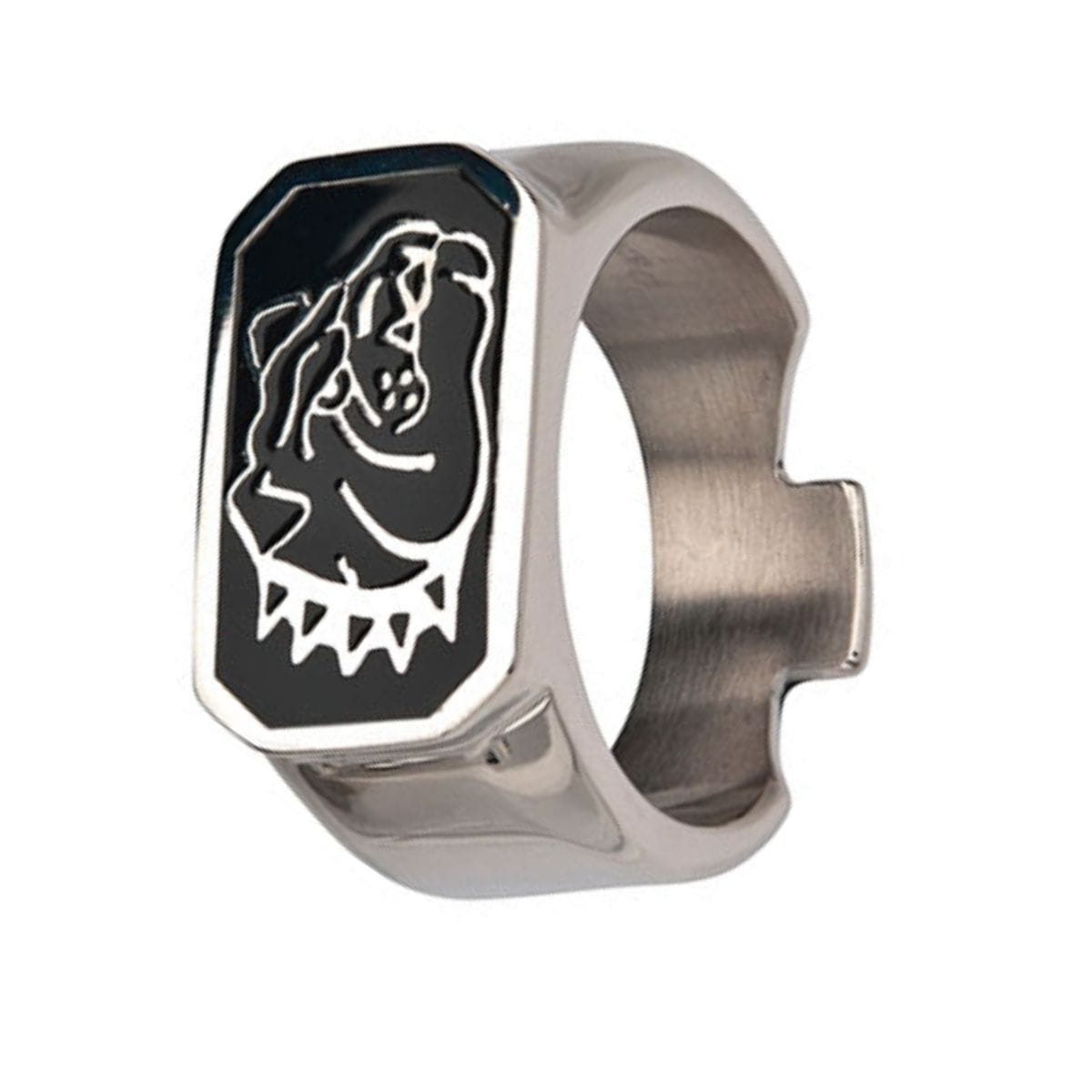 INOX JEWELRY Rings Black and Silver Tone Stainless Steel Bulldog Bottle Opener Ring