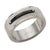 INOX JEWELRY Rings Black and Silver Tone Stainless Steel Checkered Band Ring