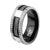 INOX JEWELRY Rings Black and Silver Tone Stainless Steel Exposed Cable Studded Border Ring