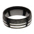 INOX JEWELRY Rings Black and Silver Tone Stainless Steel Jigsaw Patterned Band