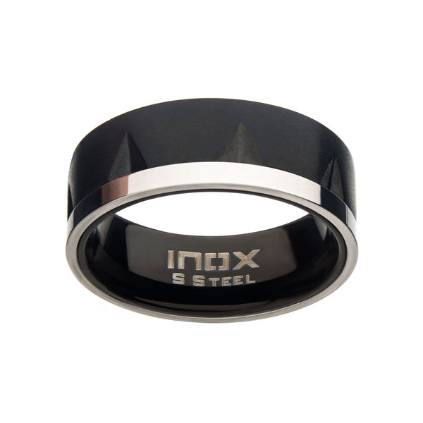 Buy Stainless Steel Matte and Polished Finish Accent Notch Band Ring ...