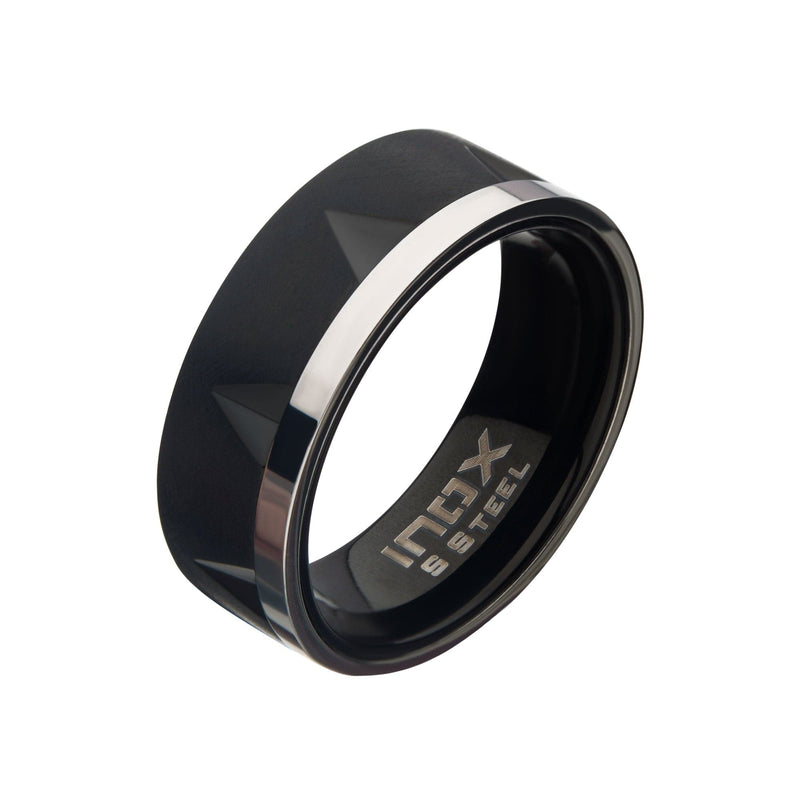 Buy Stainless Steel Matte and Polished Finish Accent Notch Band Ring ...