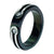 INOX JEWELRY Rings Black and Silver Tone Stainless Steel Modern Loop Line with Crystal Band