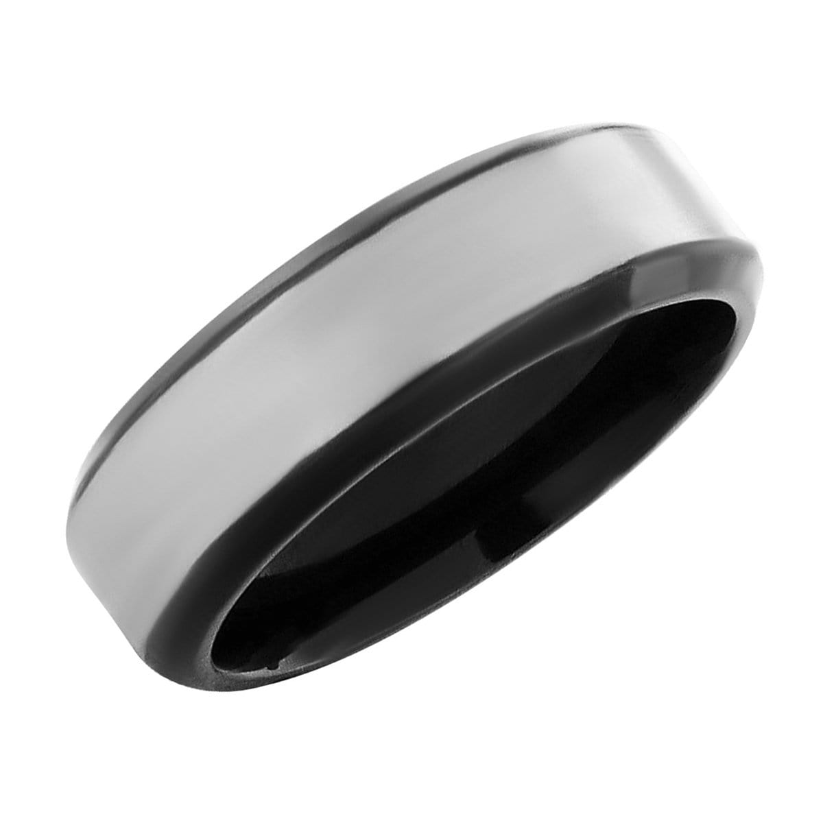 INOX JEWELRY Rings Black and Silver Tone Stainless Steel Modern Triple Banded Ring