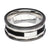 INOX JEWELRY Rings Black and Silver Tone Stainless Steel Partial Exposed Double Cable Ring