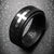 INOX JEWELRY Rings Black and Silver Tone Stainless Steel Religious Cross Inlaid Solid Carbon Graphite Band Ring