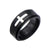 INOX JEWELRY Rings Black and Silver Tone Stainless Steel Religious Cross Inlaid Solid Carbon Graphite Band Ring