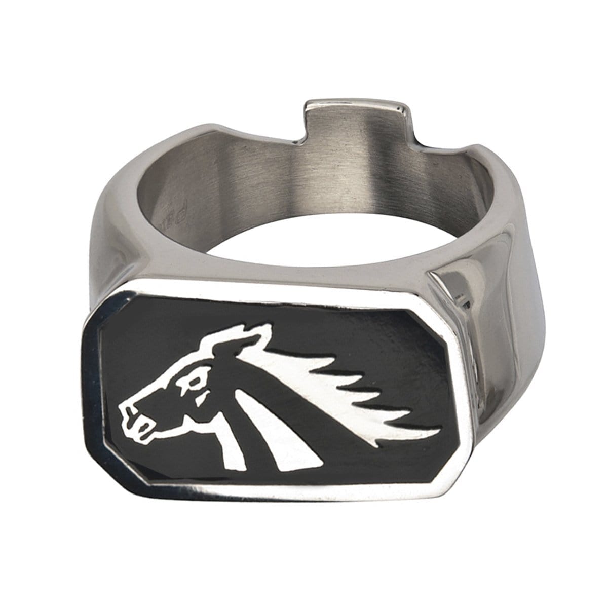 INOX JEWELRY Rings Black and Silver Tone Stainless Steel Wild Stallion Bottle Opener Ring