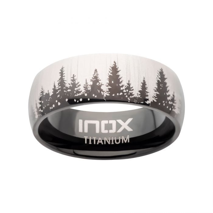 Buy Titanium Black IP with Evergreen Forest Treeline Design 