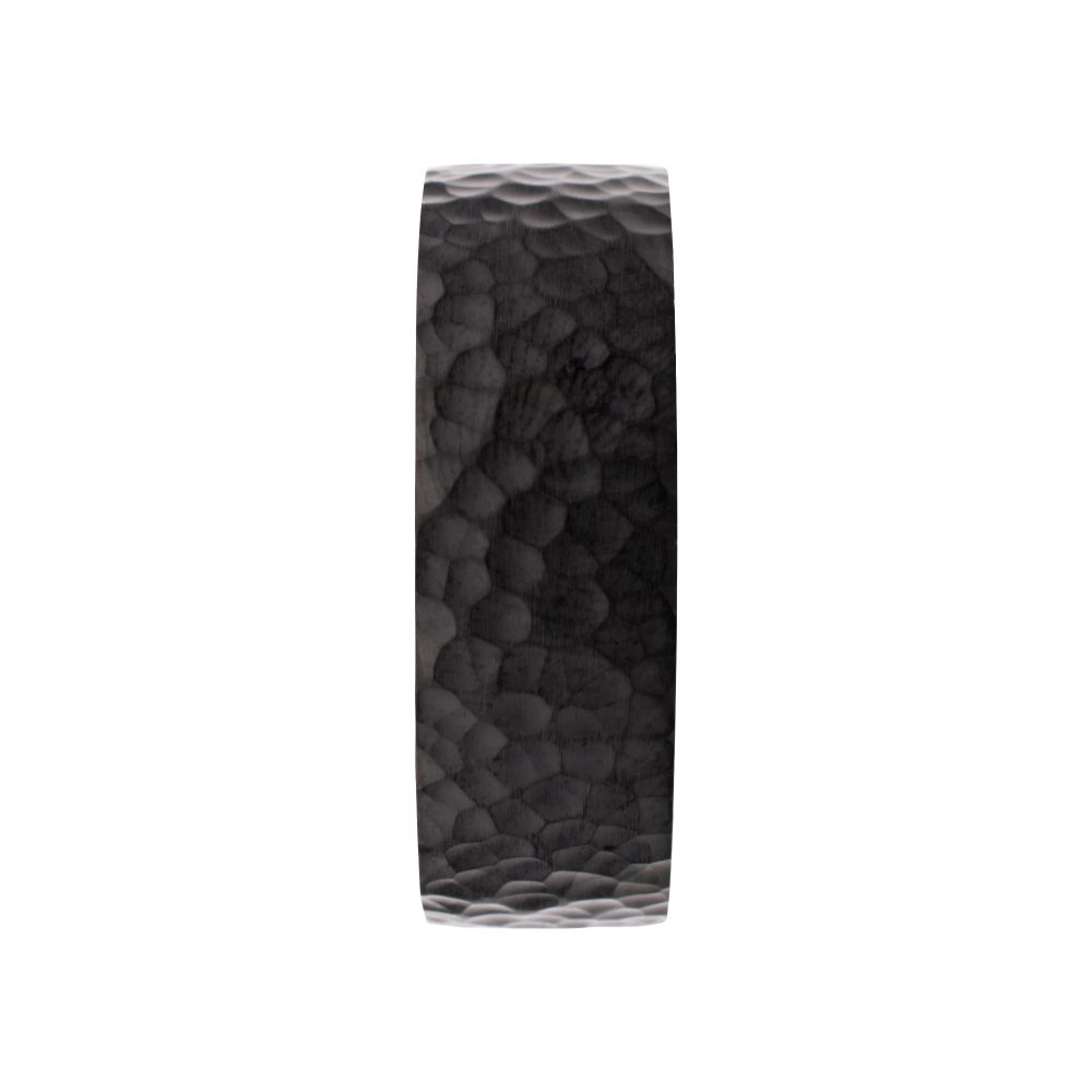INOX JEWELRY Rings Black IP Titanium & Redwood Matte Finish Hammered Comfort Fit Ring